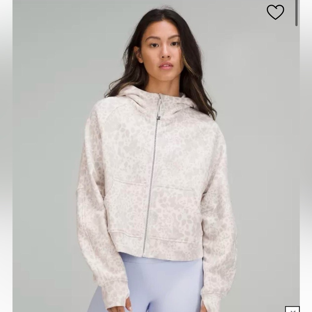 RARE Lululemon White Cheetah Leopard Oversized Full Zip Scuba